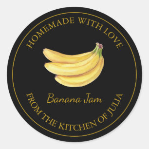 Gold Homemade Banana Jam Label   Black