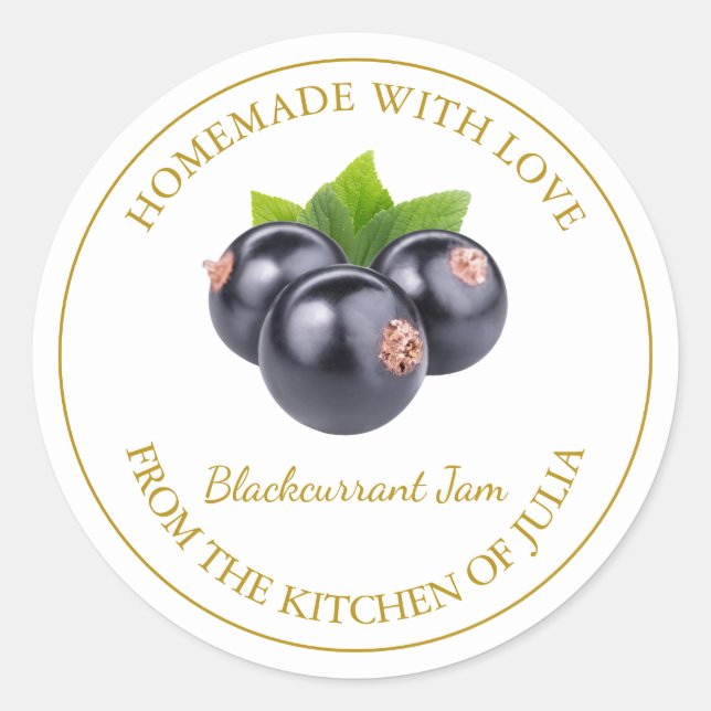 Gold Homemade Blackcurrant Jam Label (Front)