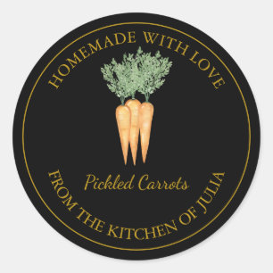 Gold Homemade Carrot Pickle Label Black