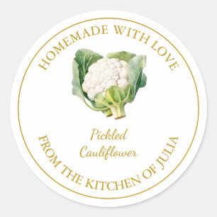 Gold Homemade Cauliflower Pickle Label White