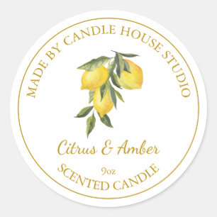 Gold Homemade Citrus Candle Label   White