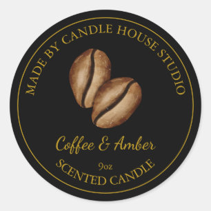 Gold Homemade Coffee Candle Label   Black