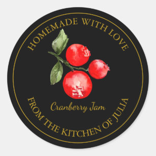 Gold Homemade Cranberry Jam Label Black