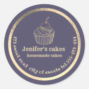 Gold Homemade cupcakes and treats packaging Classic Round Sticker
