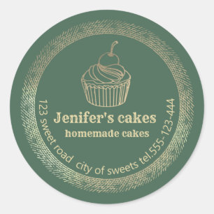 Gold Homemade cupcakes and treats packaging Classic Round Sticker