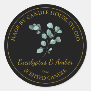 Gold Homemade Eucalyptus Candle Label   Black