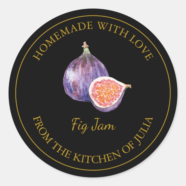 Gold Homemade Fig Jam Label | Black (Front)