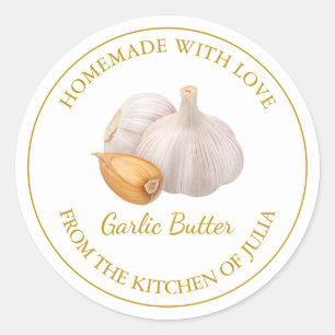 Gold Homemade Garlic Butter Label   White