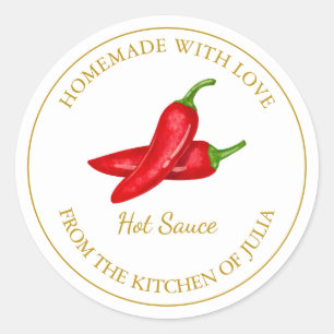 Gold Homemade Hot Sauce Label   White
