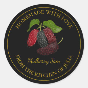 Gold Homemade Mulberry Jam Label Black