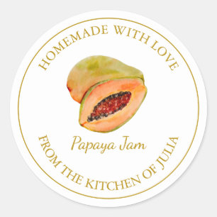 Gold Homemade Papaya Jam Label   White