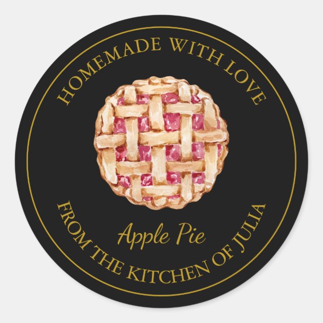 Gold Homemade Pie Label | Black (Front)