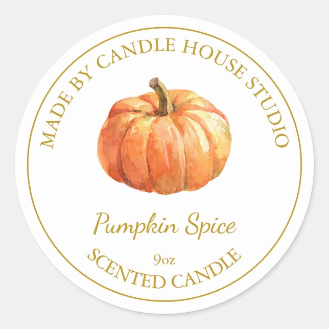 Gold Homemade Pumpkin Spice Candle Label | White (Front)