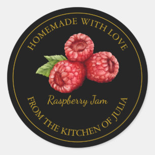 Gold Homemade Raspberry Jam Label Black