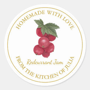 Gold Homemade Redcurrant Jam Label   White