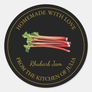 Gold Homemade Rhubarb Jam Label Black