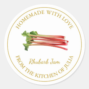 Gold Homemade Rhubarb Jam Label White