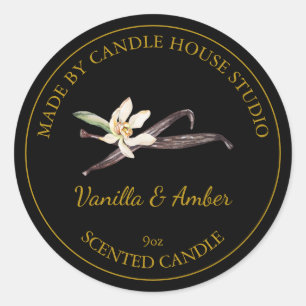 Gold Homemade Vanilla Candle Label   Black