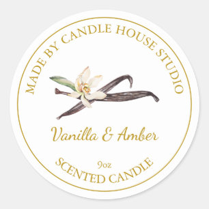 Gold Homemade Vanilla Candle Label White