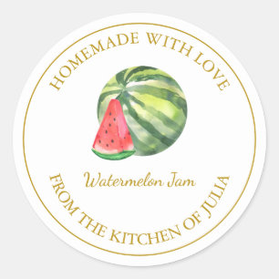 Gold Homemade Watermelon Jam Label White