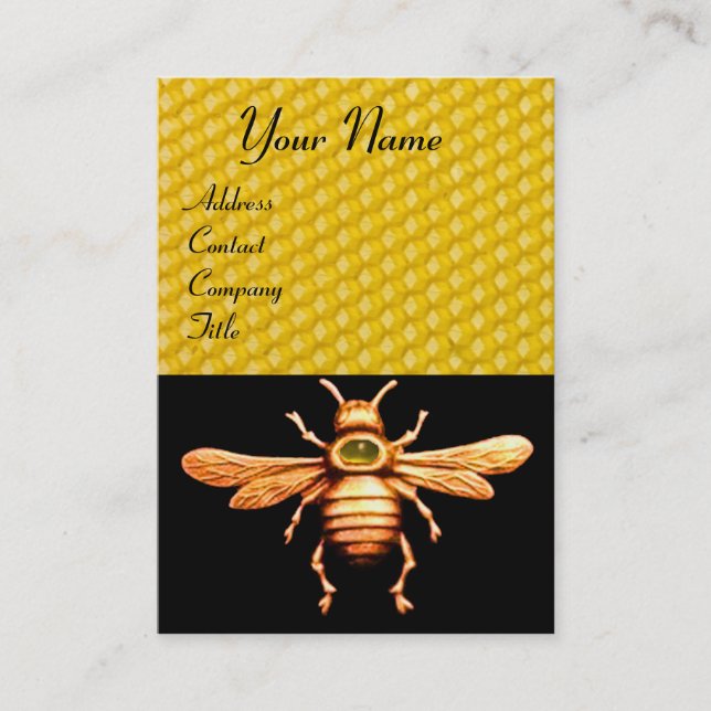 GOLD HONEY BEE / BEEKEEPER APIARIST BEEKEEPING BUSINESS CARD (Front)
