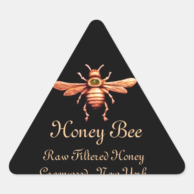 GOLD HONEY BEE / BEEKEEPER BEEKEEPING TRIANGLE TRIANGLE STICKER (Front)