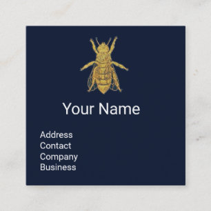 GOLD HONEY BEE ,BLUE BEEKEEPING,BEEKEEPER,APIARY SQUARE BUSINESS CARD