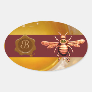 GOLD HONEY BEE BROWN WAX SEAL MONOGRAM ,BEEKEEPER