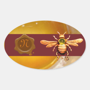 GOLD HONEY BEE BROWN WAX SEAL MONOGRAM ,BEEKEEPER