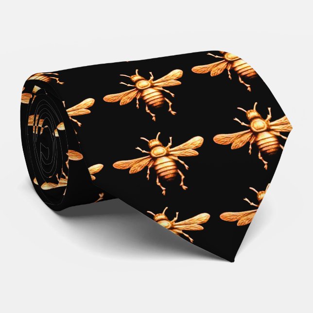 GOLD HONEY BEE TIE (Rolled)