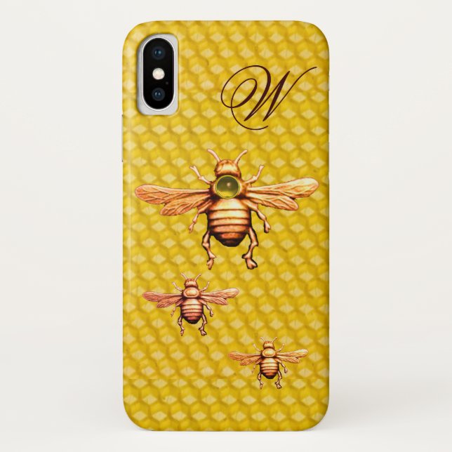 GOLD HONEY BEES MONOGRAM Case-Mate iPhone CASE (Back)