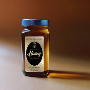 Gold Honey jar modern script queen bee