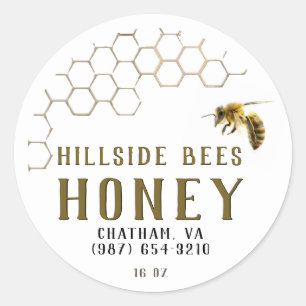 Gold Honeycomb and Bee Honey Label 