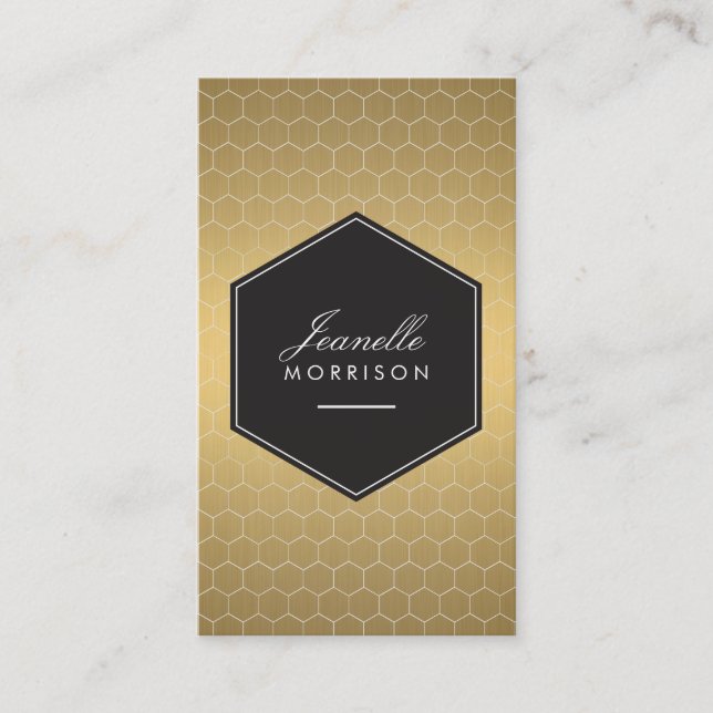 Gold Honeycomb Glamourous Beauty Business Card (Front)