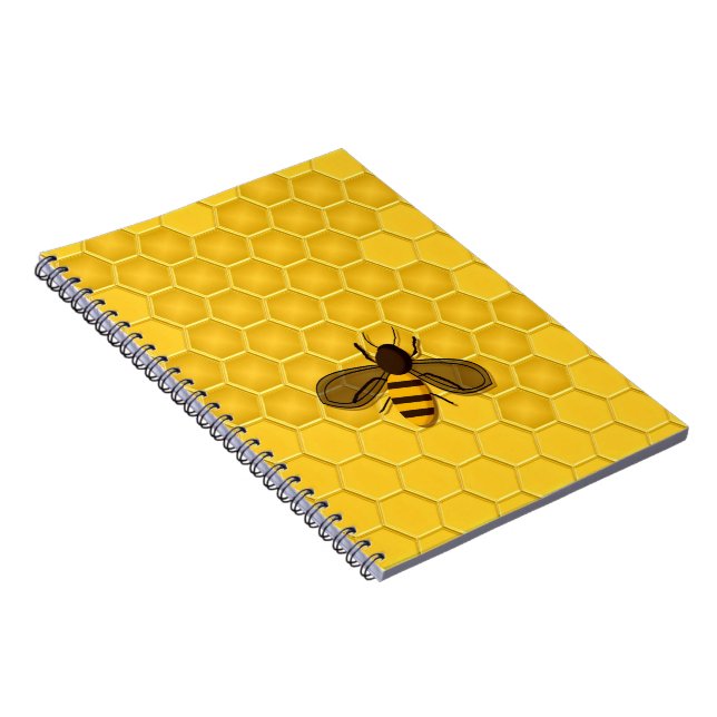 Gold Honeycomb Notebook with Honeybee (Right Side)