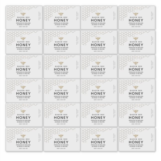 Gold Honeycomb Transparent Honey Bee Label 8cmx5cm (Front)