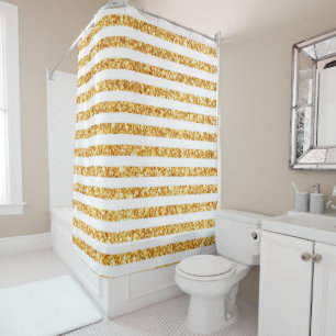 Gold Horizontal Glitter Boho Popular Collection Shower Curtain