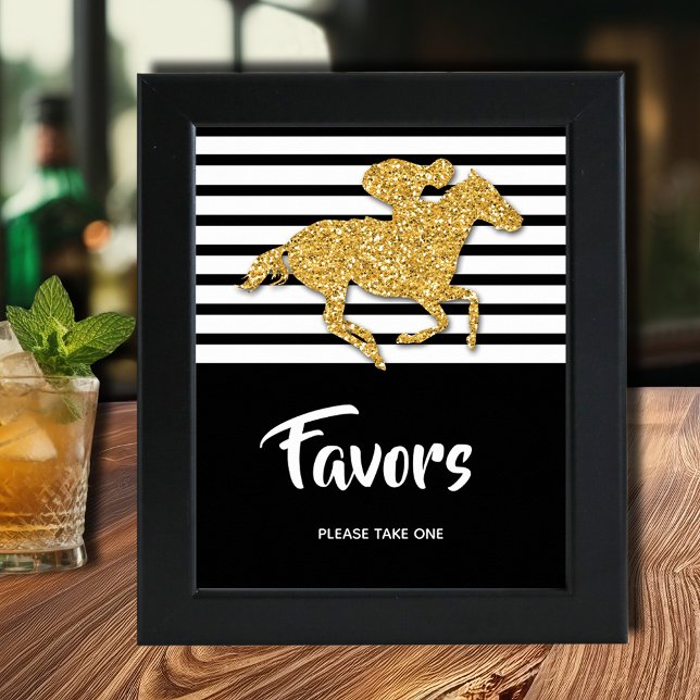 Gold Horse Derby Favours Poster (Gold racehorse Derby party Favors poster INSTANT DOWNLOAD and/or PRINTED, (frame not included))