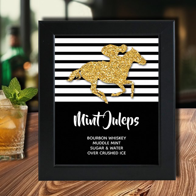 Gold Horse Derby Mint Juleps Poster (Gold racehorse Derby Mint Juleps poster INSTANT DOWNLOAD and/or PRINTED, (frame not included))