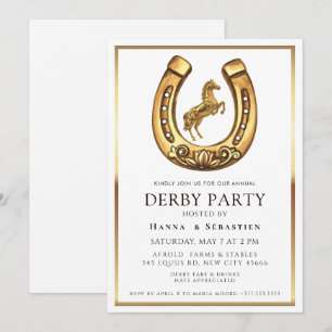 gold Horse Derby Party Equestrian  Invitation