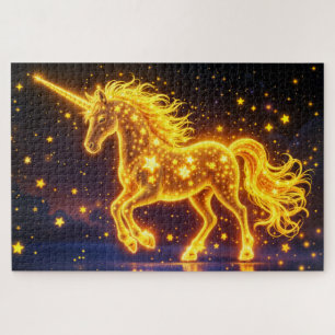 Gold horse horn fairy tale night space sky  jigsaw puzzle