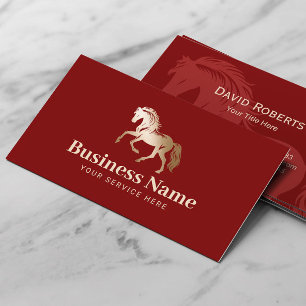 Gold Horse Logo Equestrian Pony Club Red Equine Business Card