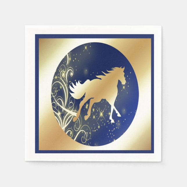 Gold Horse Print With Dark Blue Napkins (Front)