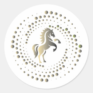gold horse racing Logo Design Classic Round Sticker