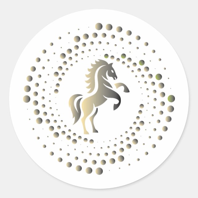 gold horse racing Logo Design Classic Round Sticker (Front)