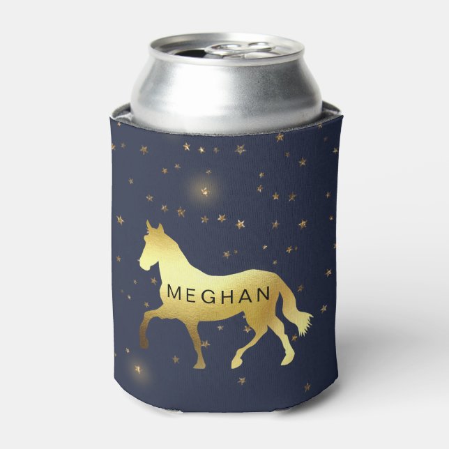 gold horse stars equestrian Monogram Can Cooler (Can Front)