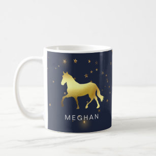 gold horse stars equestrian Monogram Coffee Mug