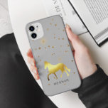 Gold Horse Stars Personalised Monogram Case-Mate iPhone Case<br><div class="desc">Metallic horse illustration in gold on a grey background with matching stars coupled with an elegant script. Check our store for more items from this collection.</div>