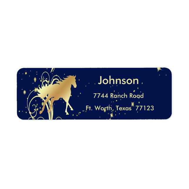 Gold Horse with Accents on Blue Return Address (Front)