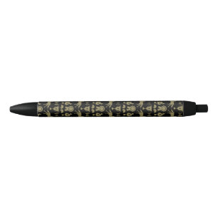 Gold Horseback Riding Black Ink Pen
